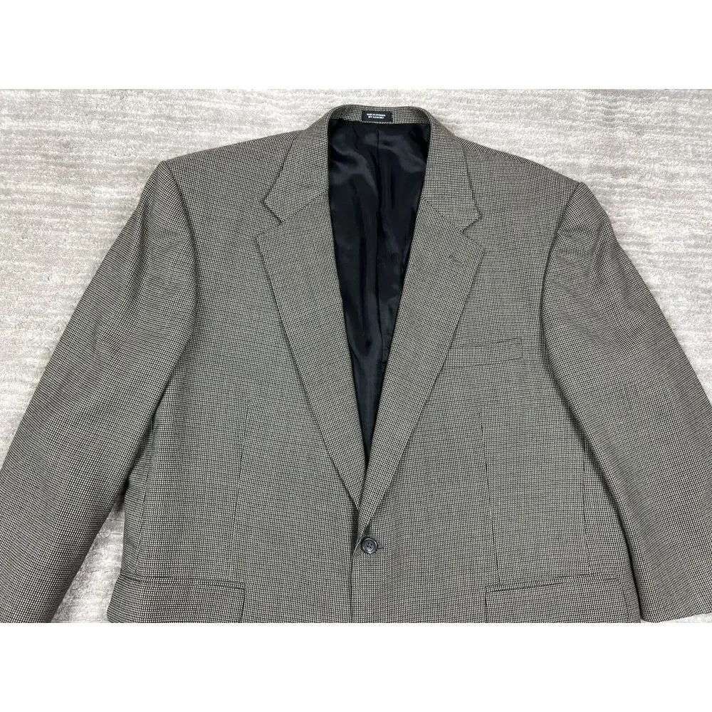 Robert Stock Blazer Mens‎ 48R Gray Polyester Wool Jacket Sport Coat